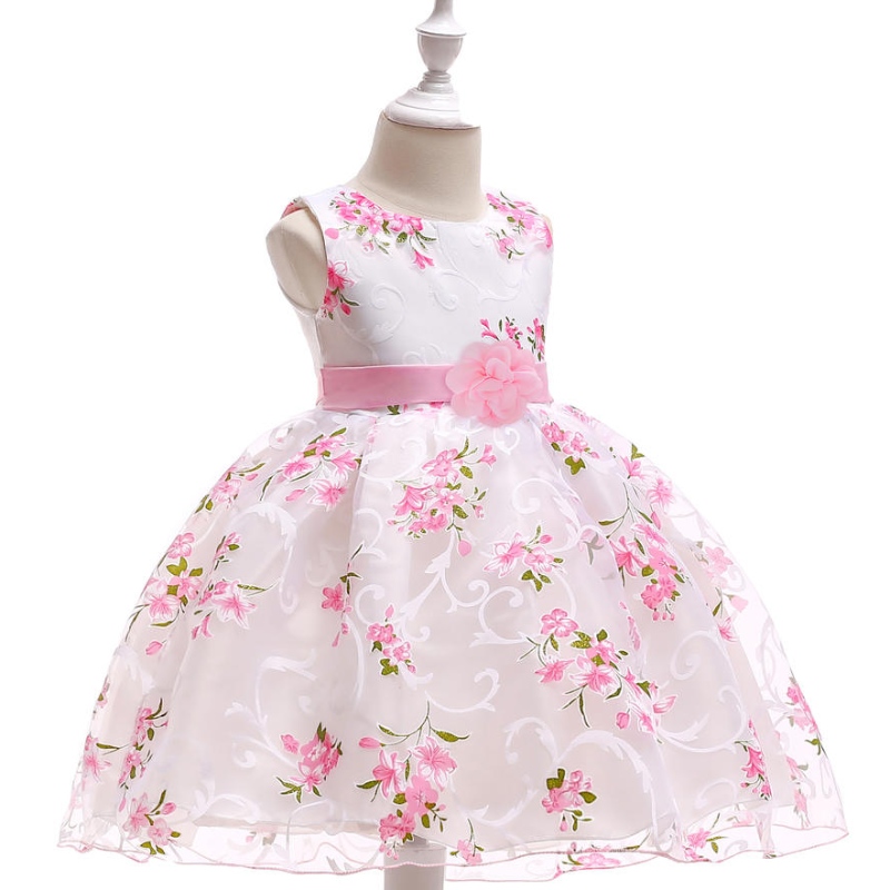 Toddler White Wedding Satin Princess Baby Girl Dress Bow 1 års fødselsdag aften festnyfødt dåbskjole til pige klæde