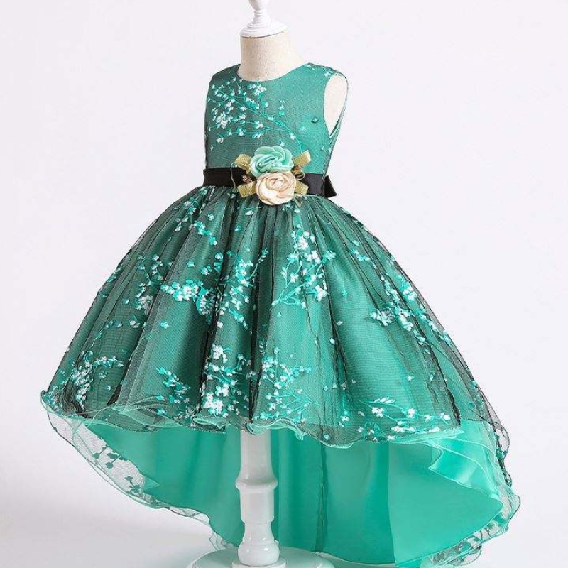 Baige Children Dress Girls Bow Wedding Gown Bagefter Western Party Wear Formal Princess Girl \\\\ \'s kjole 2153