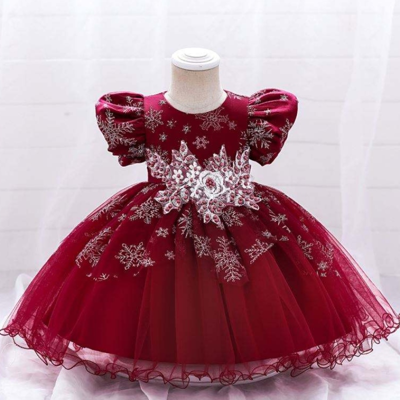 Baige Baby Girl Frocks Design Short Sleeve Performance Dance Dress Children \'s Party Wear Gown L2028XZ