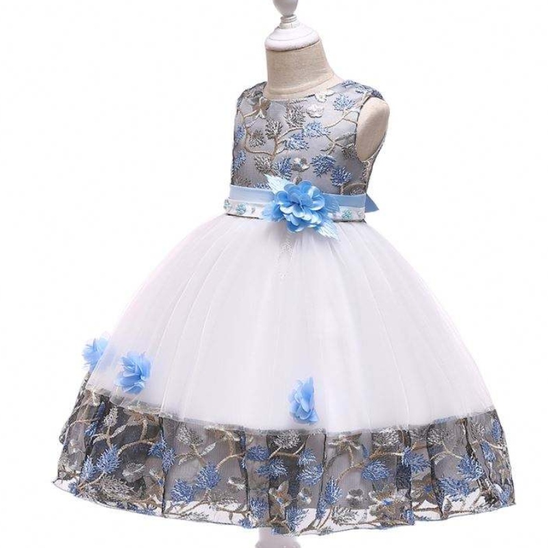 Ny ankomst fladder ærmeløs baby pige fødselsdagsfest kjole børn frocks design til 8 år gamle børn L5045