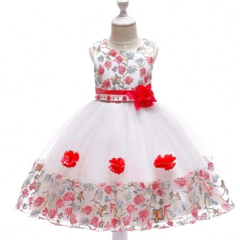 Ny ankomst fladder ærmeløs baby pige fødselsdagsfest kjole børn frocks design til 8 år gamle børn L5045