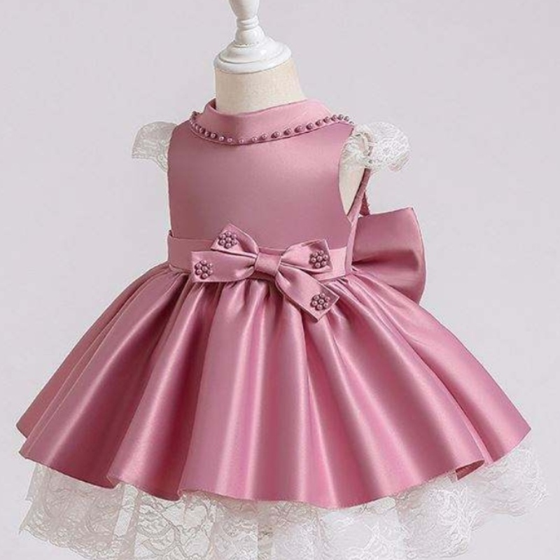Baige seneste designs baby pige fest kjole blomster pige sequined prinsesse kjole jul baby pige kjole xz003