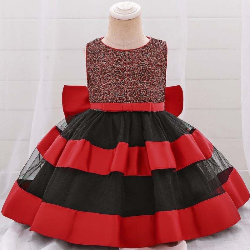 Børn Børn med høj kvalitet Børn Frock Design Costumes Baby Girl Dåb kjole L1919XZ