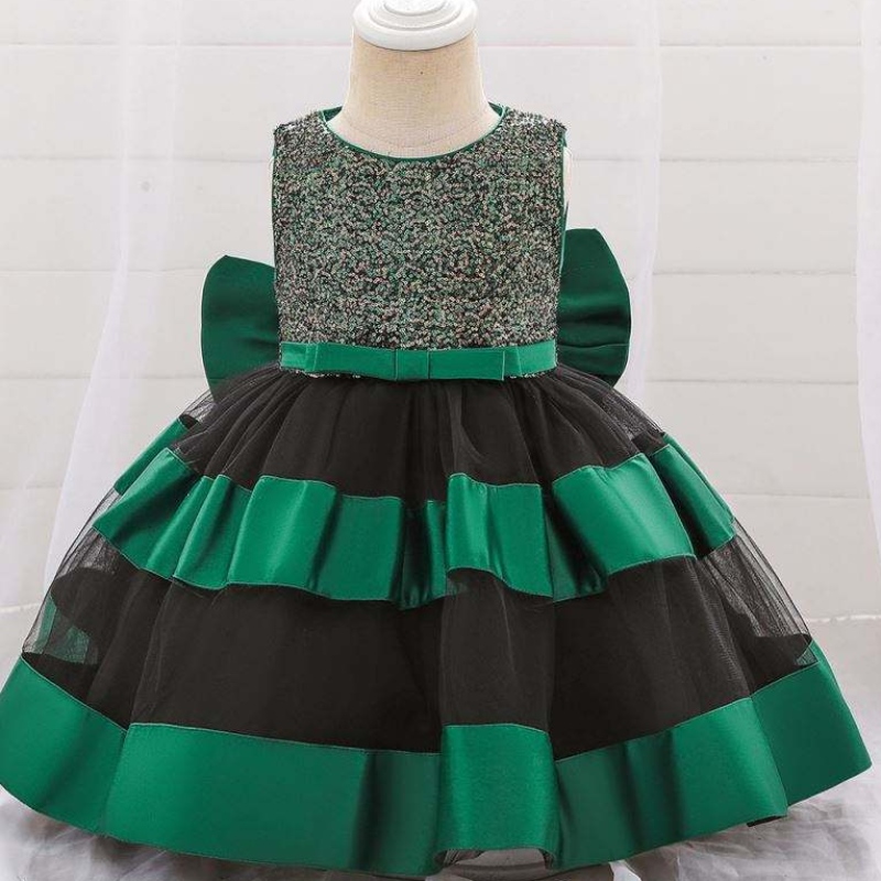 Børn Børn med høj kvalitet Børn Frock Design Costumes Baby Girl Dåb kjole L1919XZ