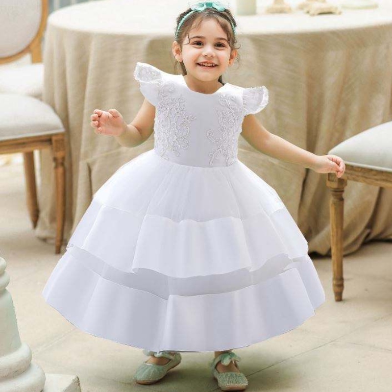 Baige Fashion Flower Waistline Kids tøjfest bære blomsterprintede børn pige boutique kjole til pige 0-2 år