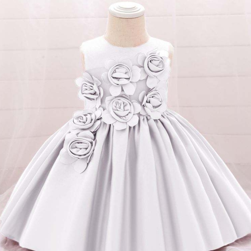 Baige 2020 seneste 4 farvernyfødt baby bomuld linned fest stil perler blonder prinsesse spædbørn småbørn børne kjoler l5068xz
