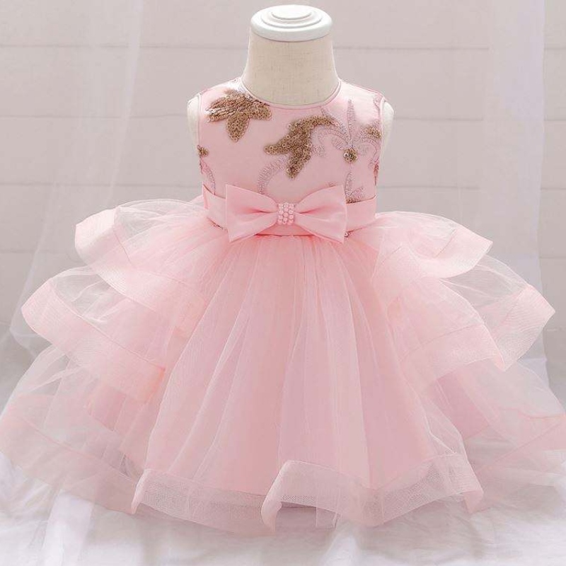 2021Summer Nye piger 2-6 år Toddler Party Wear Infant Princess Spanish Birthday Lace Children Kjoler med Bow Waistl L1929XZ