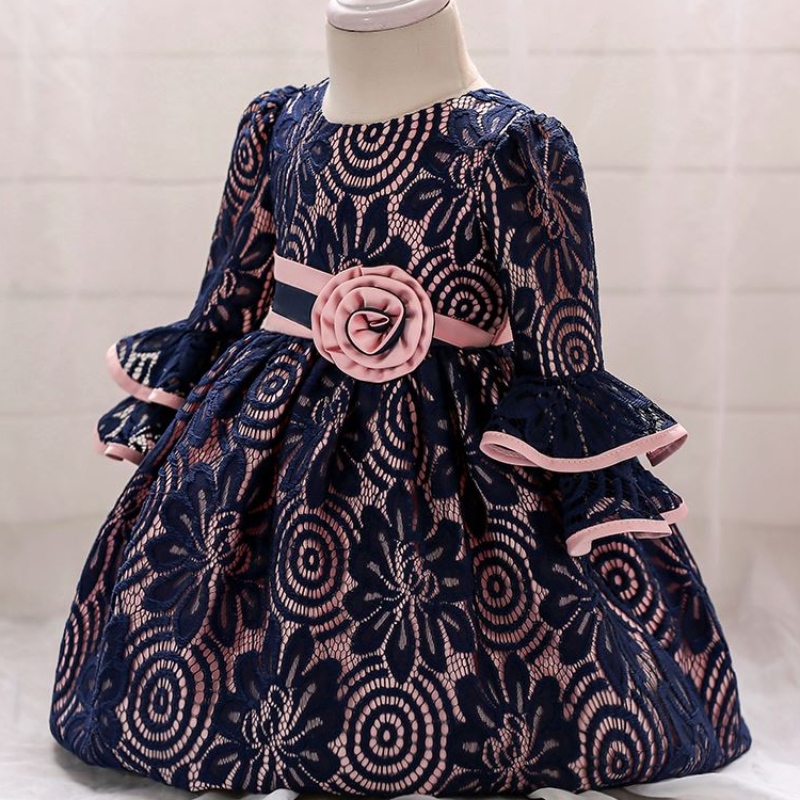 Baigenyankomne børn langærmet fest frock baby pige print fancy prinsesse kjole l1858xz