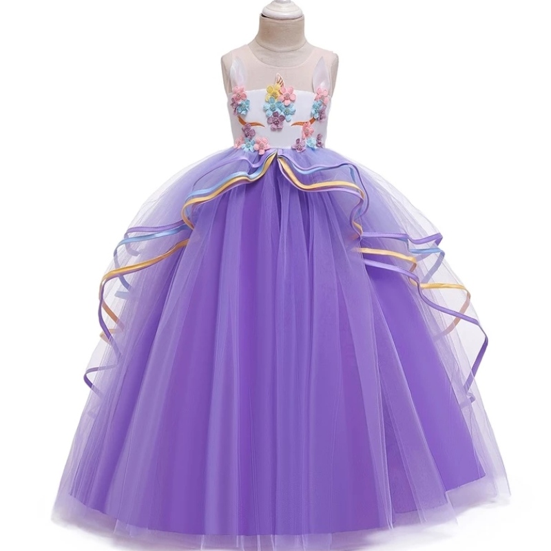 Fancy Girl Halloween Unicorn Party Long Dress Princess Girls Costume For Kids Clothes Baby Girl Frocks Børnetøj