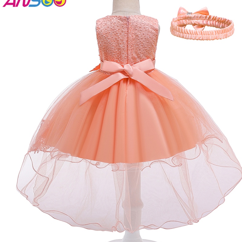 Ansoo Pretty Peach Children \\\\ \'s pige fødselsdag prinsesse blomster orange brudekjole til pige