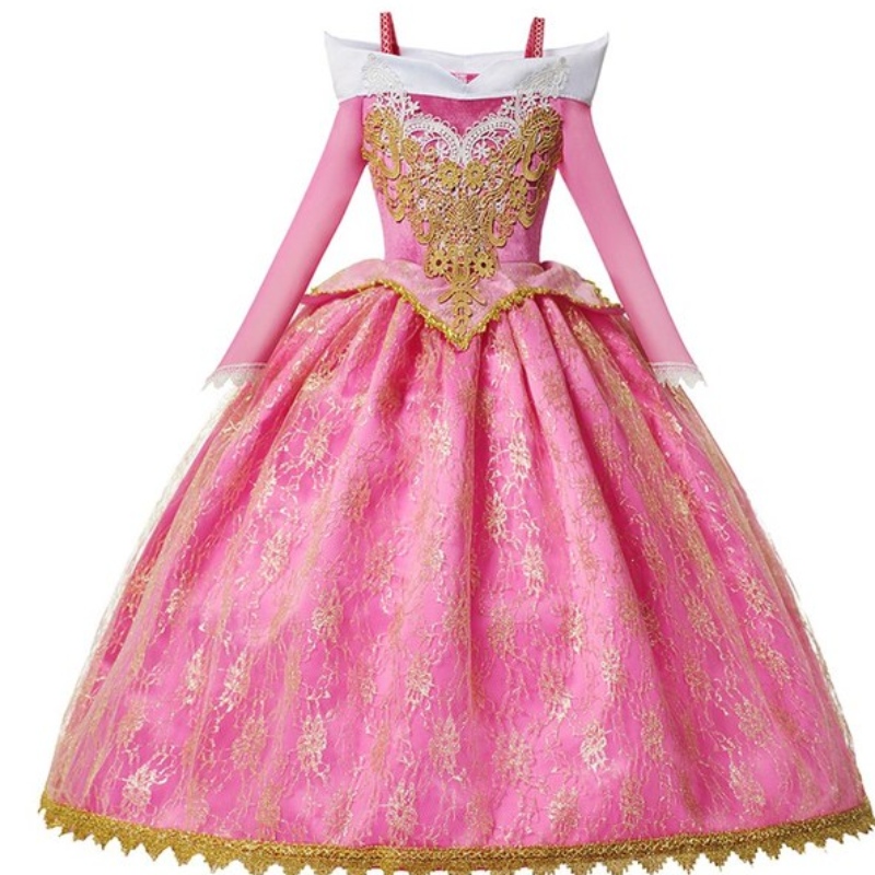 Piger deluxe sovende skønhed prinsesse kostume langærmet pageant fest kjole børn fancy dress up frocks 3-10t