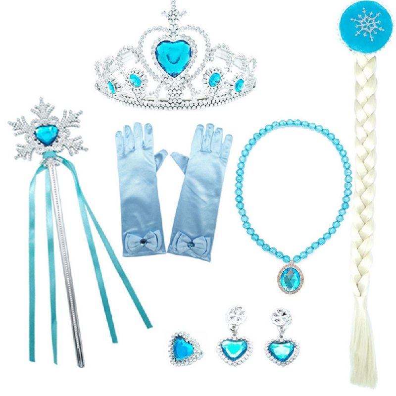 Piger Elsa Dress Up With Train Children Beading Longærmet Snow Print Halloween Carnival Party Princess Costume