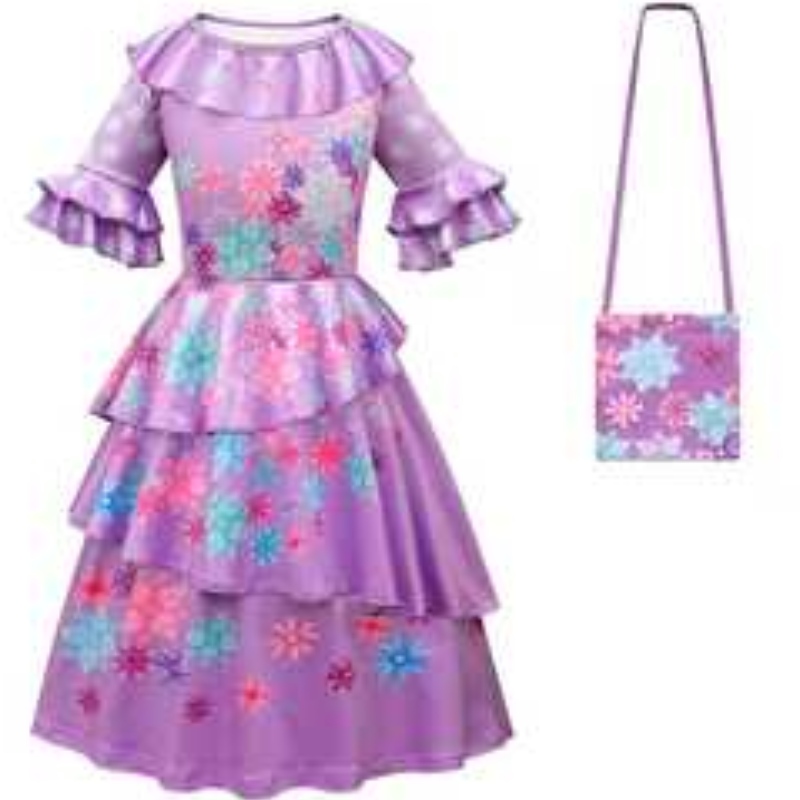 Encanto madrigal kjole pige cosplay kostume fancy kjoler til halloween karneval prinsesse kjole briller øreringe mirabel kostume