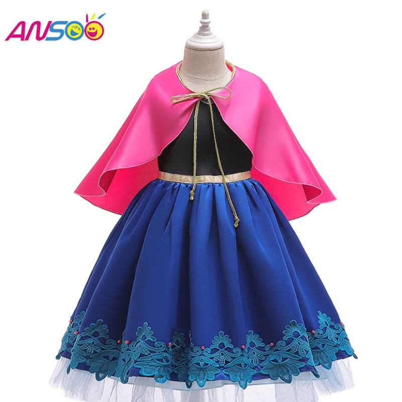 Ansoo børnepiger prinsesse dronning Elsa Anna Halloween cosplay kostume fancy kjolenederdel