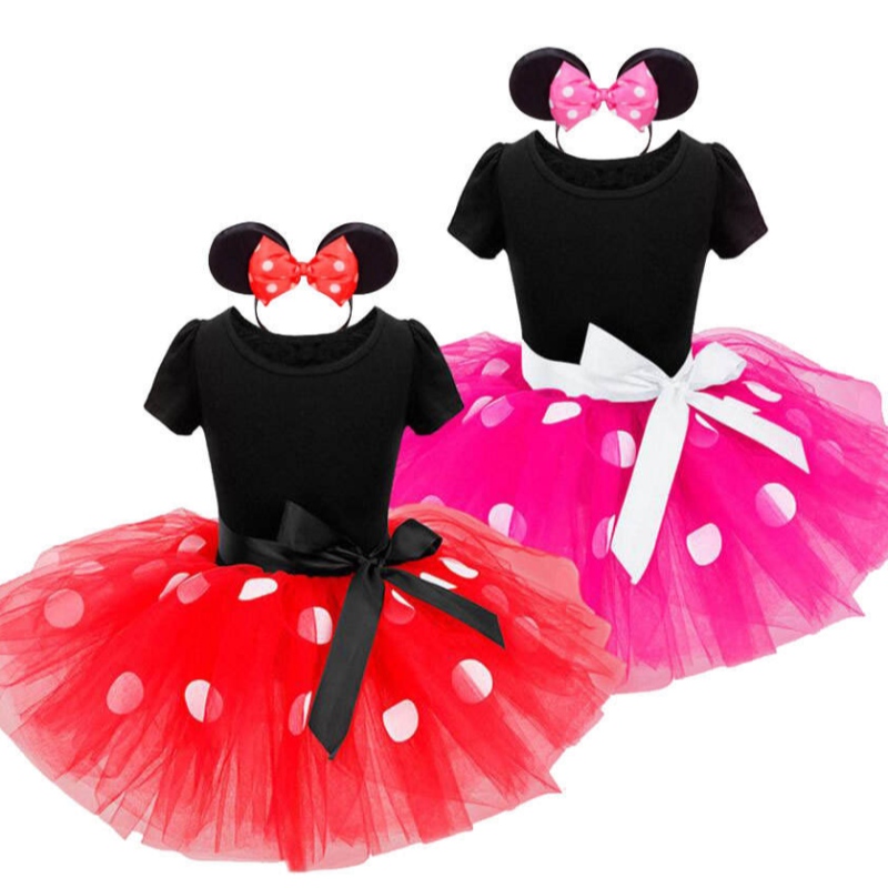 Piger cosplay tegneserie kostume børn sommer kortærmet polka dot prinsesse kjole børn fødselsdagsfest tøj