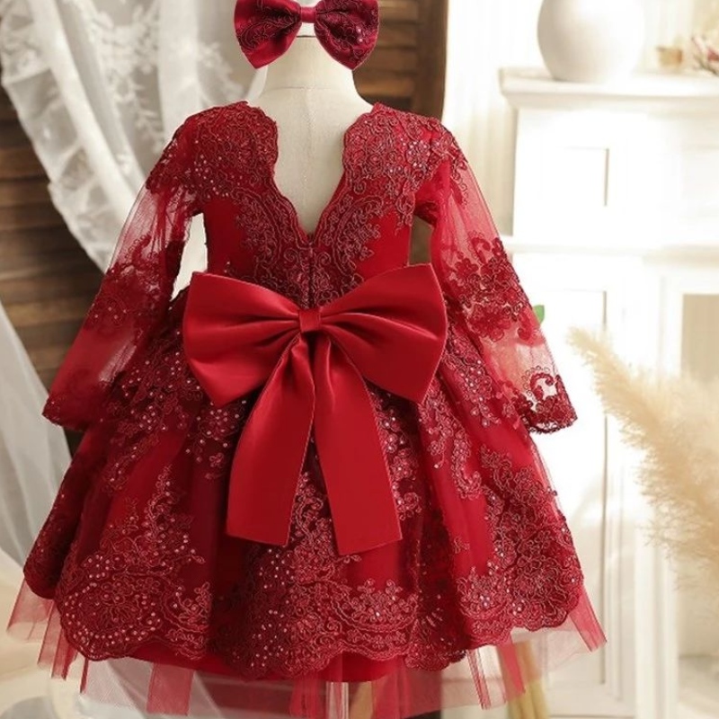Lille piger prinsesse fest kjoler broderi blomst elegant bryllup fødselsdag aften kjole småbørn formel blonder kjole