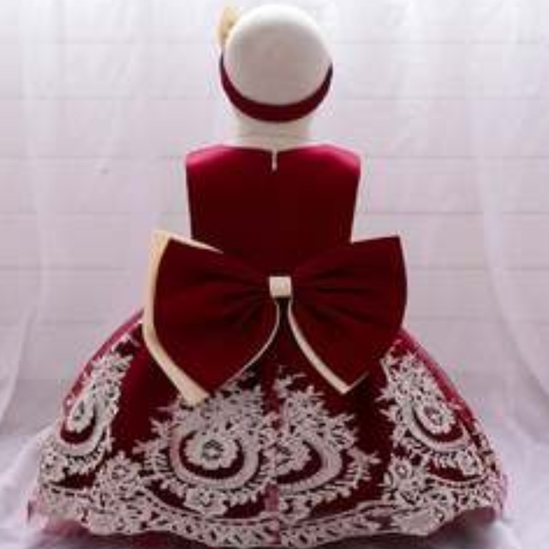 Baige seneste design Dejlig pige Blomster baby pige børnebørn fest vestlige børn brudekjole