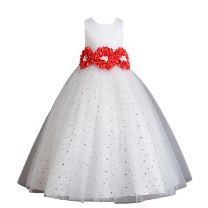 Blonder prinsesse kjole til børn piger fødselsdag bryllupstøj elegant fest tutu rygfri bowknot kjole