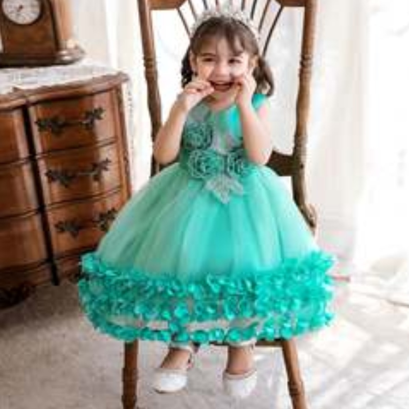 021 Baby julefancy kjole baige sommer frock formel fest prinsesse smuk baby kjolen2105