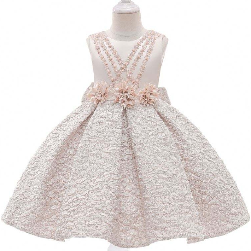 Baige mode piger pageant prinsesse blomster kjole børn prom ball kjoler satin fest kjoler
