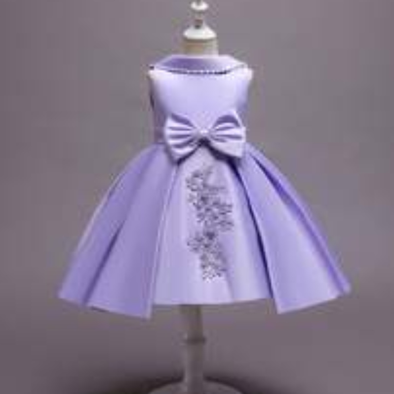 Baige Flower Girl Evening Dress Girls Catwalk fødselsdag prinsesse kjole vestlig stil lille pige klaver kjole 68040