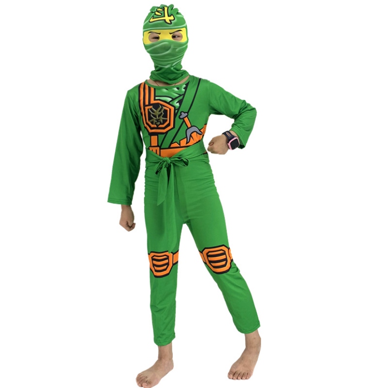 Børn kostume helt cosplay jumpsuit halloween fancy kjole med maske