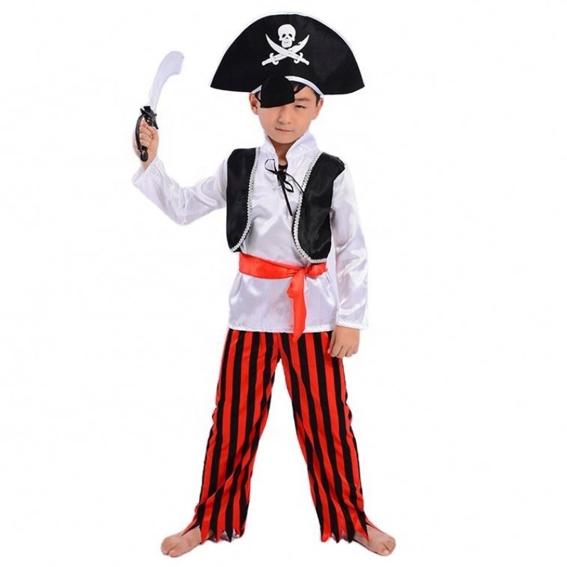 Engros cool stribede pirat sætter scenepræstation dragter Halloween Cosplay Caribbean Pirate Captain Childrens kostumer