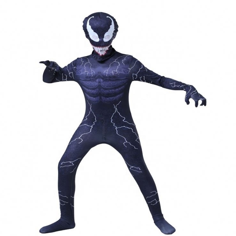 Nyeste Peter Eddie Fancy Muscle Bodysuit Boys Superhero Jumpsuit Spiderman Halloween Venom Cosplay Børns kostumer