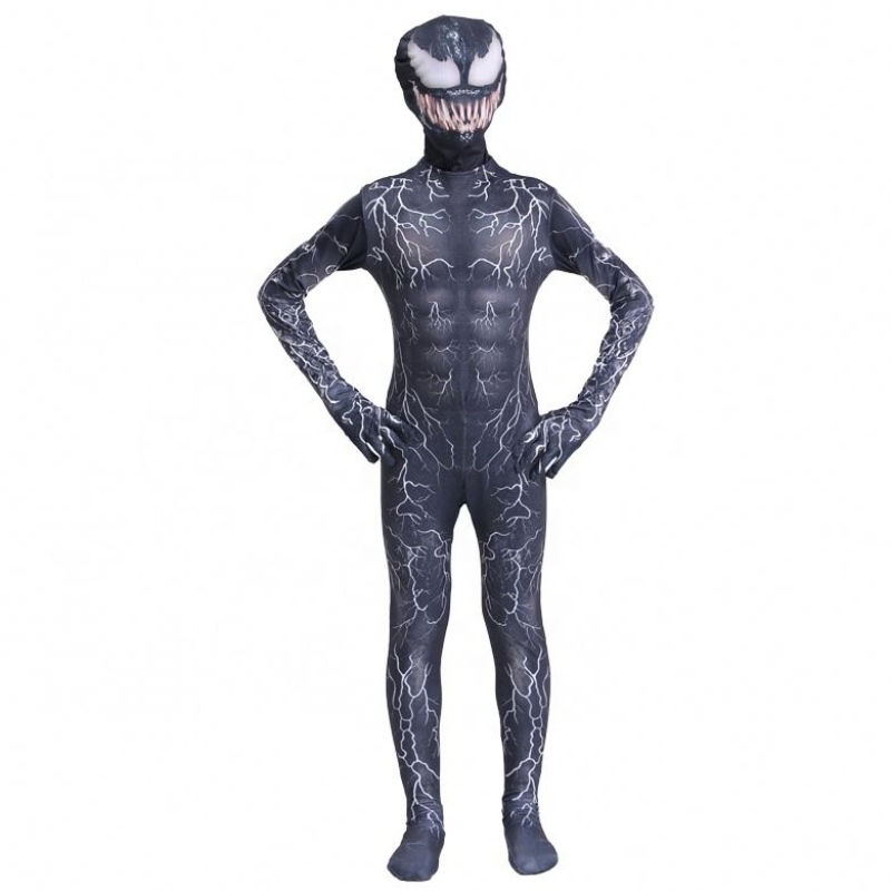 Sort muskel zentai bodysuit voksne superhelt skræmmende horror jumpsuit spiderman halloween cosplay symbiote venom kostumer til drenge