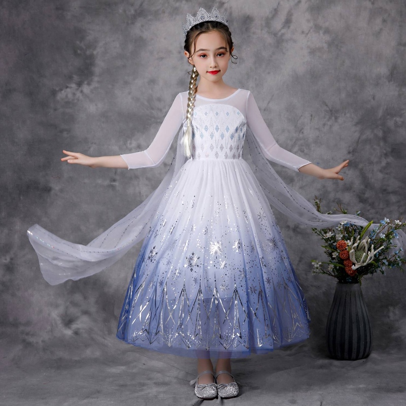 Børn klæder fancy prinsesse kostume rollespil Halloween Party Elsa kjoler til piger Snow Queen Party Dress K57