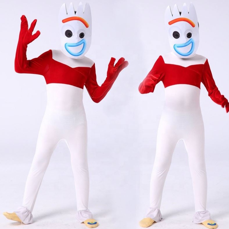 Factory White Bodysuit Cosplay kostume til Halloween Party Forky Performance Wear Toy Story kostume til børn med maske