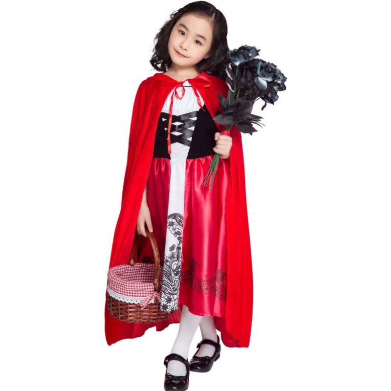 Børns dag kostumer Halloween Children\'s Little Red Riding Hood -kostume med Cape for Kids
