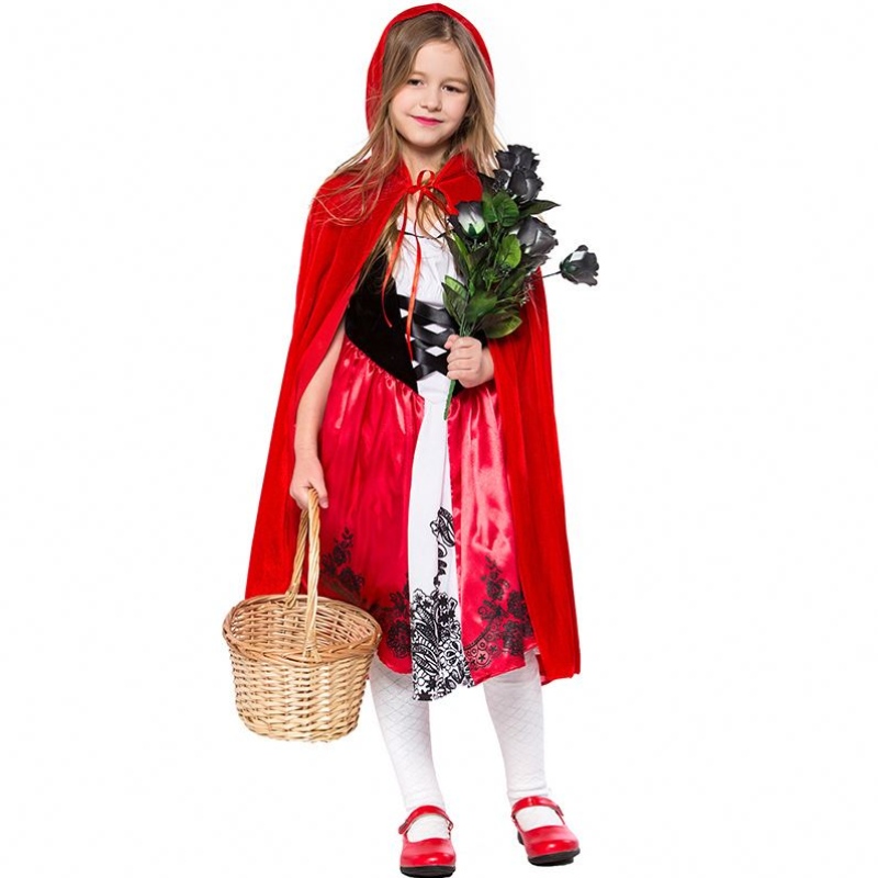 Piger børn halloween kostume lille rød ridning hætte til piger DGHC-087