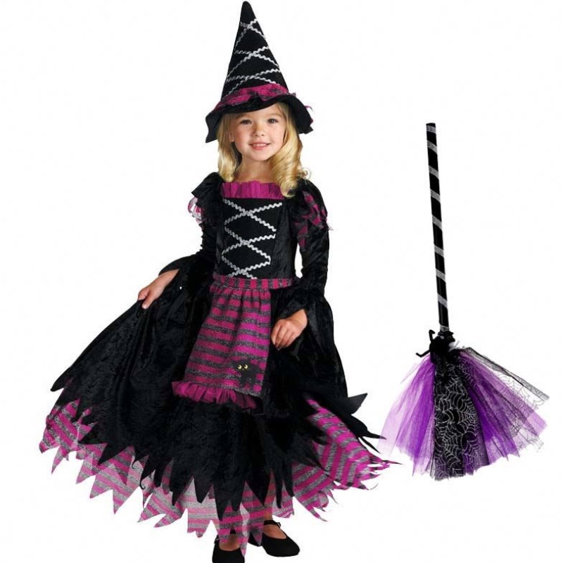Nye produktideer 2022 Halloween Deluxe Party Fairytale Witch Costume For Girls With Witchy Hat HCVM-007