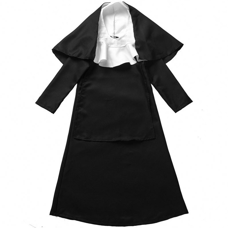 Halloween Masquerade Cosplay Jesus kostume Maria Black Nun Robes Halloween Priest Costume HCBC-009