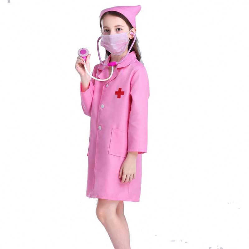 Børnefødesygeplejerske Uniform Cosplay Boy Girl White Pink Kids Nurse Costume HCBC-011
