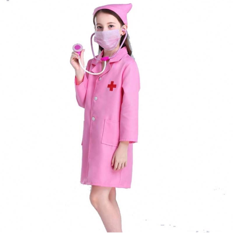 Børnefødesygeplejerske Uniform Cosplay Boy Girl White Pink Kids Nurse Costume HCBC-011