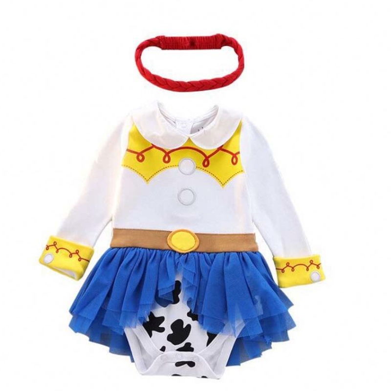 Halloween fødselsdagsfest fancy outfits baby pige prinsesse kostumer cowgirl romper med pandebånd hcts-004