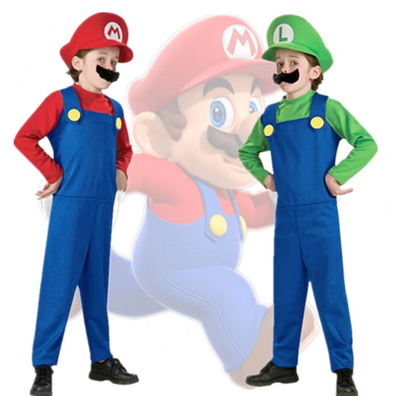 4-12y barn super mari bros cosplay jumpsuit dragt dreng pige halloween anime fantasy romper luigi brødre kjole hat kostume