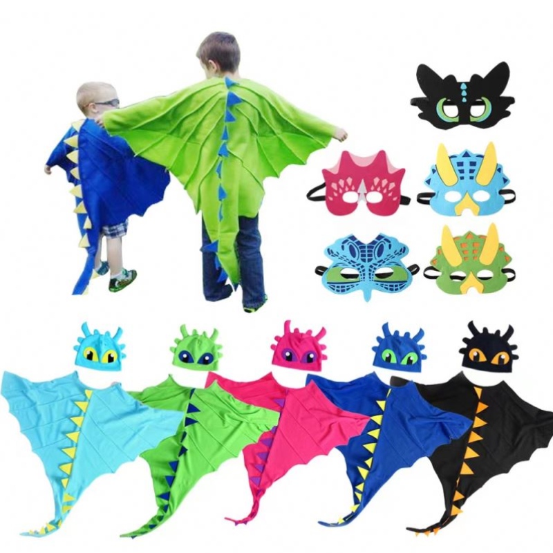 Kids Halloween -kostume kappe med hat og maske dinosaur cosplay fancy dress up fest favoriserer
