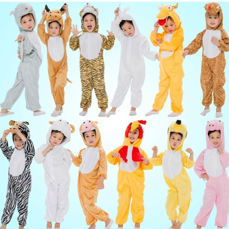Børns dyre kostumer børnehave dinosaur tøj kostume piggy frø kanin tiger rotte ko performance kostume