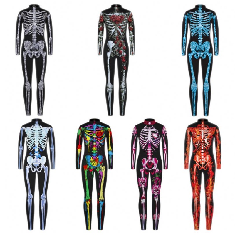 Halloween skræmmende cosplay -kostumer til børn skelet bodysuit djævel vampyr karneval fest tøj kranium kjole jumpsuit