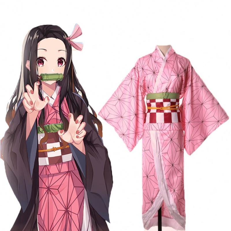 Voksne børn anime dæmon slayer kimetsuno yaiba tanjirou kamadonezuko zenitsu shinobu cosplay kvinder kimono cosplay kostume paryk
