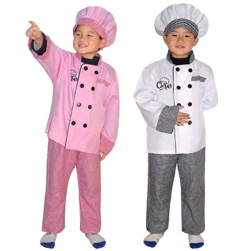 Ny stil Kids Chef Costume Halloween Party Cosplay Clothing Role Play Girl \\\\ \'s Boy\' s Chef Apron Costume