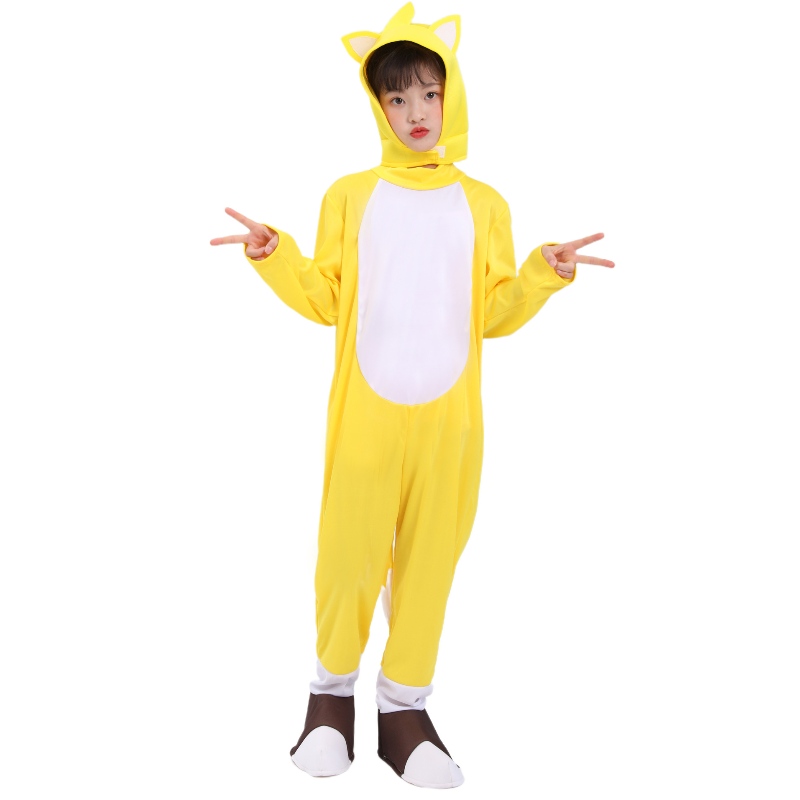 Engros Halloween Yellow Fox Tarrs Supersonic Boy Costume Hedgehog Sonic Suits Cosplay kostume til børn