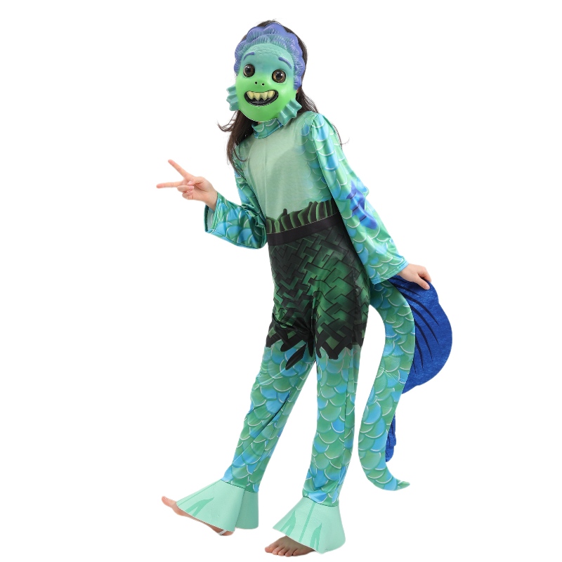 Børns performance kostume Luca Carnival jumpsuit og ansigtsdækning til børn