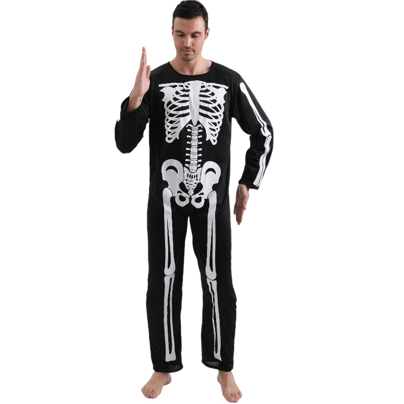 2022 Amazon Adult Jumpsuit Halloween Party Costume Jumpsuit med skelet knogler til mænd