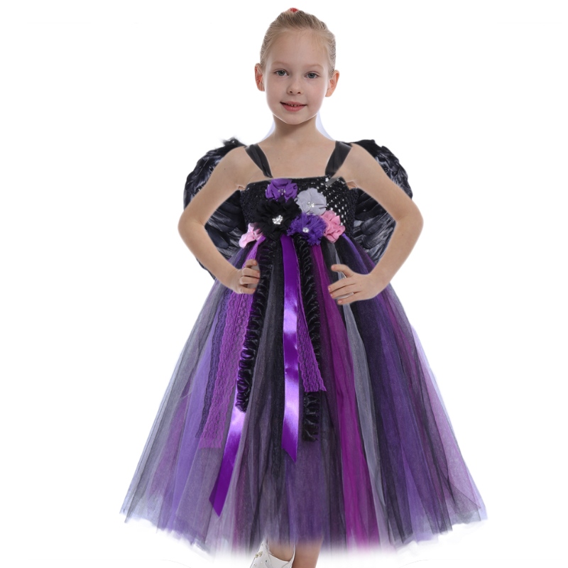 Amazon Hot Selling Girls Halloween Costume Vampire Witch Cosplay Pageant Party Tutu kjoler
