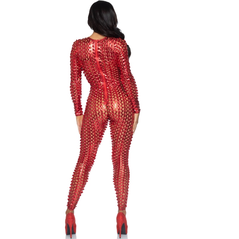 LASER CUT METALLISK CATSUIT